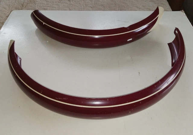 New Old Stock Vintage Antique Wald Bicycle Fenders Pair Maroon Cream 3" Oem New Old Stock Vintage Antique Wald Bicycle Fenders Pair Maroon Cream 3" Oem