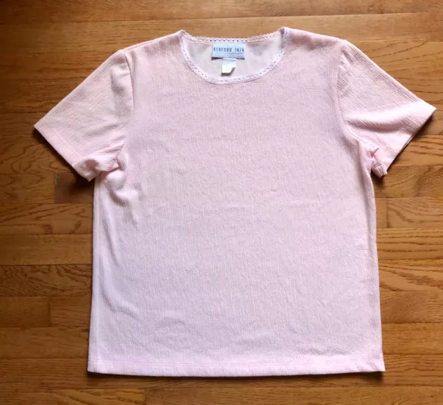 BEDFORD FAIR Schön Krepp Stil Poly Elastan Top Weiß Rosa Oder Marineblau Klein M