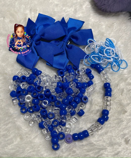 Children Hair Beads Braids Accessories Acrylic Beads Pony Beads Hair Bows Blue