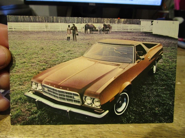 Old AUTOMOBILE AUTO CAR Postcard 1973 Ford Ranchero Pickup Open Trunk Genoa Ohio