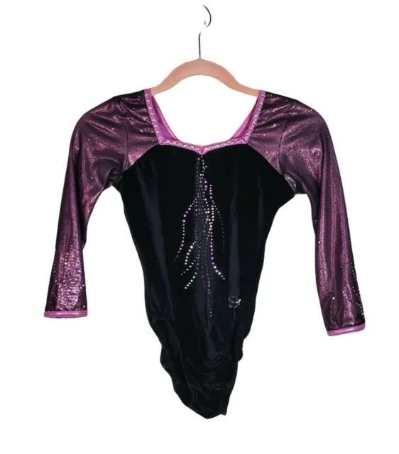 Dreamlight Leotard 3/4 Sleeve Purple & Black Bling Competition Adult X Small