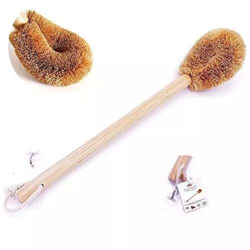 Updated Modern Version Toilet Bowl Brush, Natural Coconut Fiber Brush Wooden