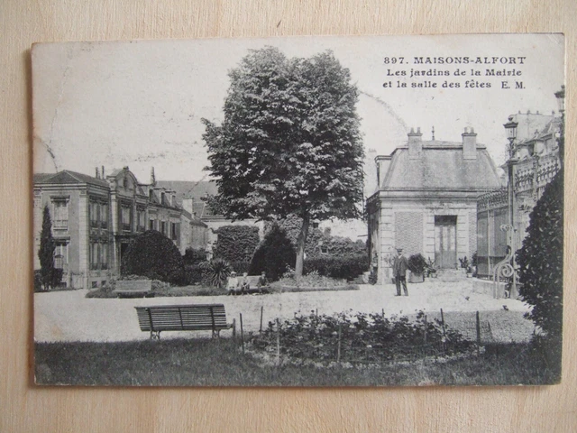 Cpa Maisons Alfort (94) Les Jardins De La Mairie Et La Salle Des Fetes