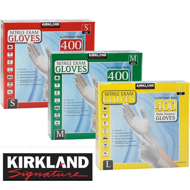 KIRKLAND SIGNATURE MULTIPURPOSE Nitrile Exam Gloves Latex Size SML