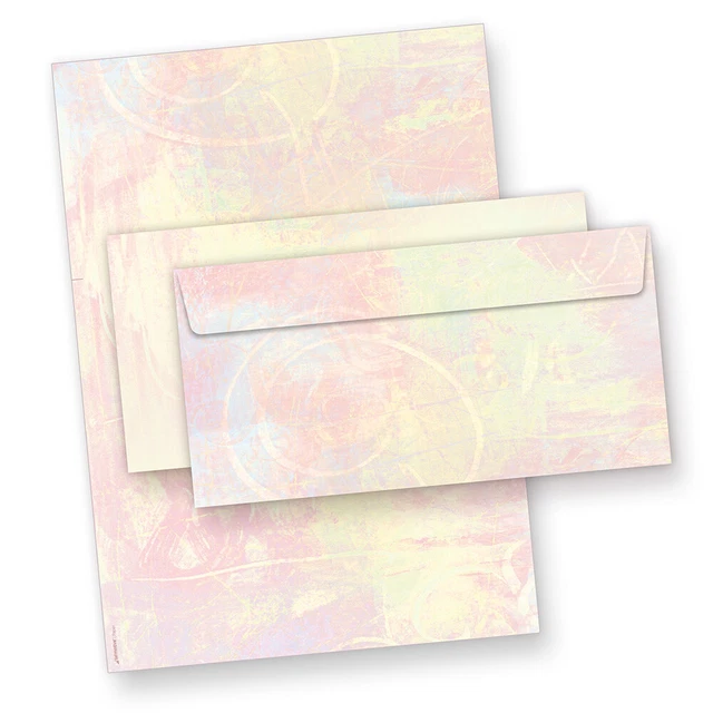 TATMOTIVE 25 x Briefpapier Set Malerei Pastell DIN A4 mit Umschläge