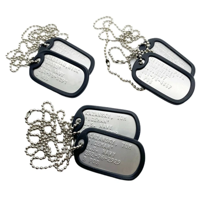 COMPLETE SET(GOOSE, MAVERICK & Iceman) Stainless Steel Army Dog Tags