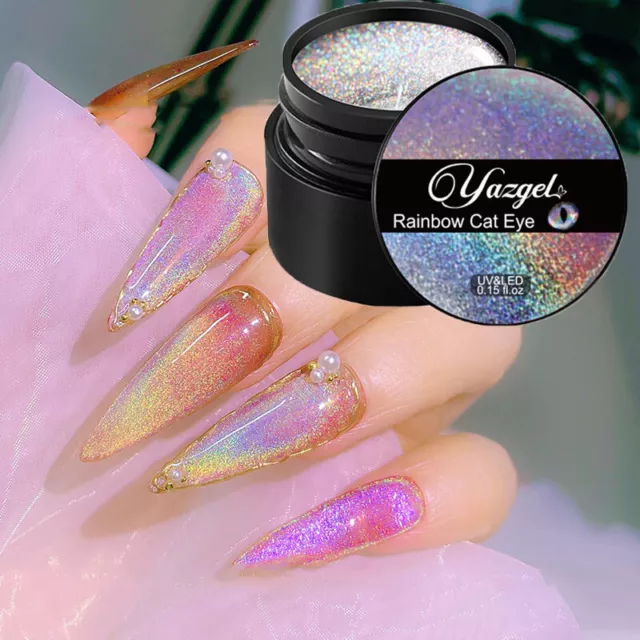 5ml Brillo Holográfico Ojo de Gato Magnético Soak Off Gel UV Esmalte Uñas Laca