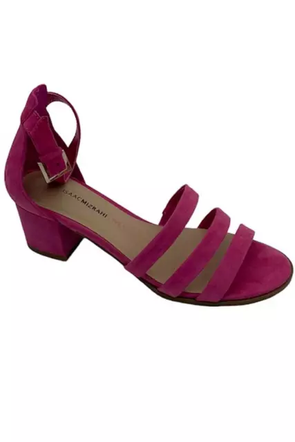 Isaac Mizrahi Live! Suede Triple Strap Block Heel Sandals Pink