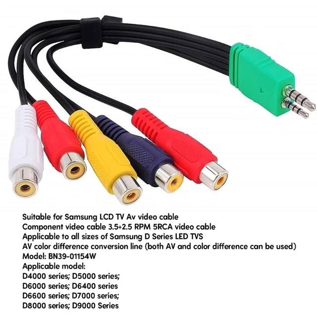 3.5mm+2.5mm Male to 5RCA Female Video Adapters Cable for BN39-01154 LCD TVs 2