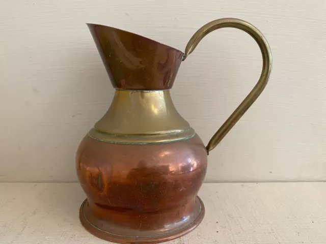 Small Vintage Copper & Brass Milk Jug. Lady. Measuring Cup. Quality. Heavy.