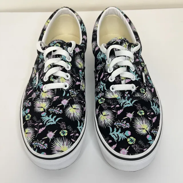 VANS Era Paradise Floral Print Canvas Skate Shoes Sneakers Black M 10 W 11.5