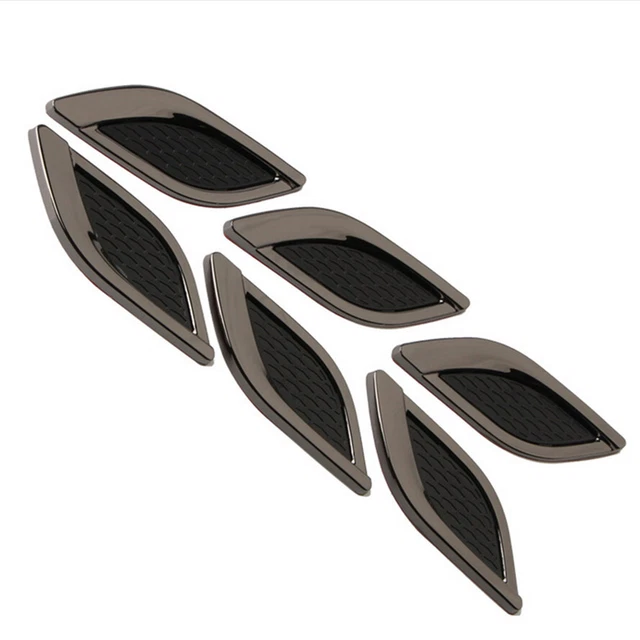 6Pcs 3D Shark Grille Car Side Air Flow Vent Sticker Car Fender Intake Vent Decor