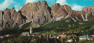 CARTOLINA BABY CARD VIAGGIATA NEL 1970 CORTINA D'AMPEZZO PANORAMA POMAGAGNON 