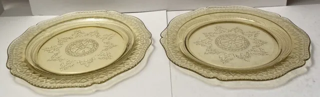 Two (2) Federal Glass Patrician (Spoke) Amber Dinner Plates