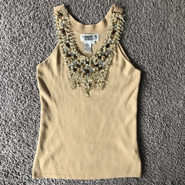 Vintage joseph a quest ce que c est silk top small beaded sleeveless