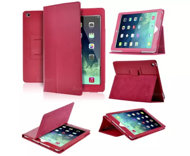 Hot Pink Wake Up/Sleep Flip Leather Case Cover for New Apple Ipad Mini 1/2/3