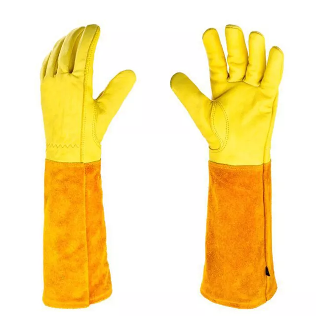 1/2Pair Long Sleeve Leather Garden Gloves Rose Pruning Thorn Proof Protective