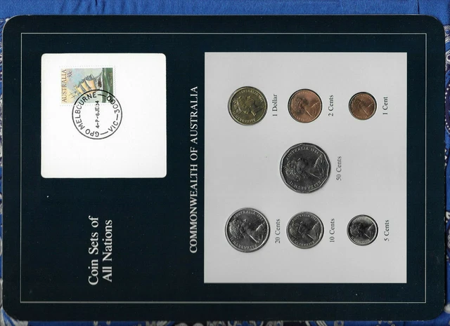 Coin Sets of All Nations Australia 50,20,10,5,2,1 cents 1984 1 dollar 1985  UNC