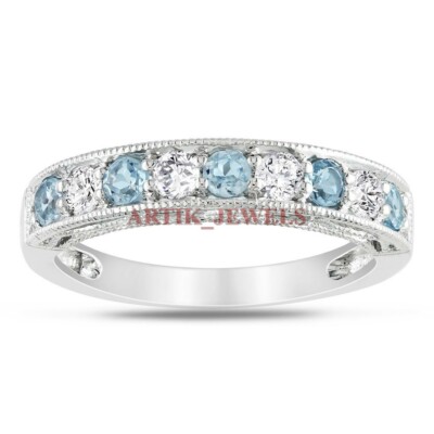 APS Naturel Bleu Gemme Topaze Avec 925 Bague en Argent pour Hommes #AP1009 