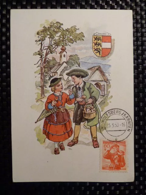 ÖSTERREICH MK 1950 TRACHTEN MAXIMUMKARTE COSTUMES CARTE MAXIMUM CARD MC CM a8478