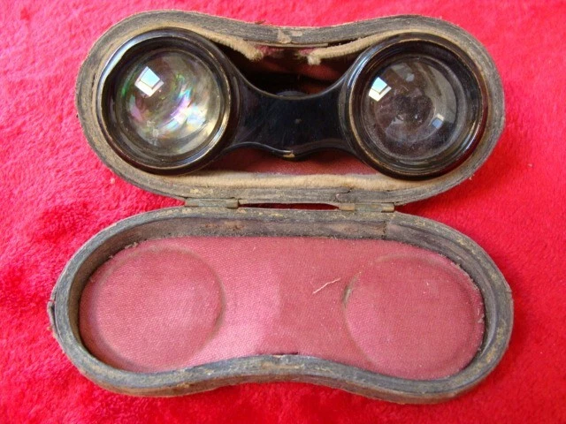 Anciennes Jumelles De Théâtre - Noires - 5x - Avec étui - Marque Générique