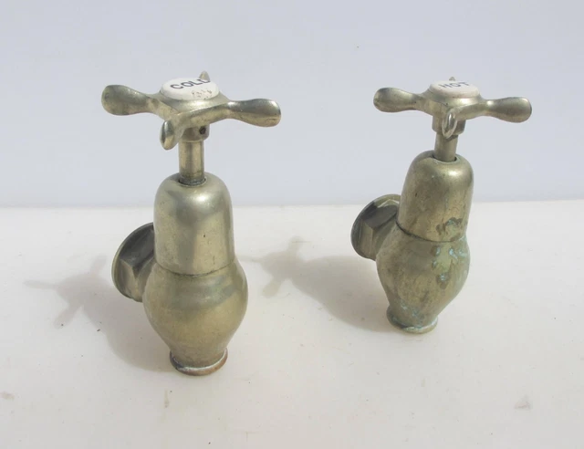 Large Antique Brass Taps Bath Teardrop Torpedo Bath Globe Old Nickel Vintage