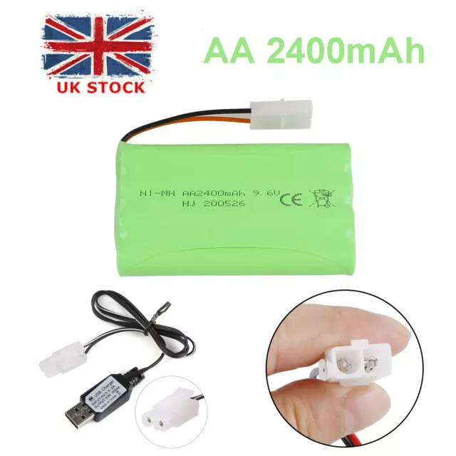 Gecoty 7.2V 2400mAh Rechargeable Batteries, Ni-MH AA Battery Pack with  Tamiya Plug and Charge Cable for RC Truck, RC Boat, RC Tank