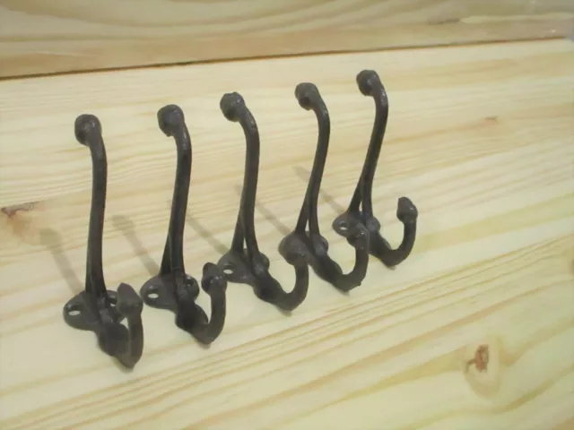 5 RUSTIC COAT HOOKS HAT ENTRY WAY HALL TREE KEYS STORAGE Hardware CAST IRON 2