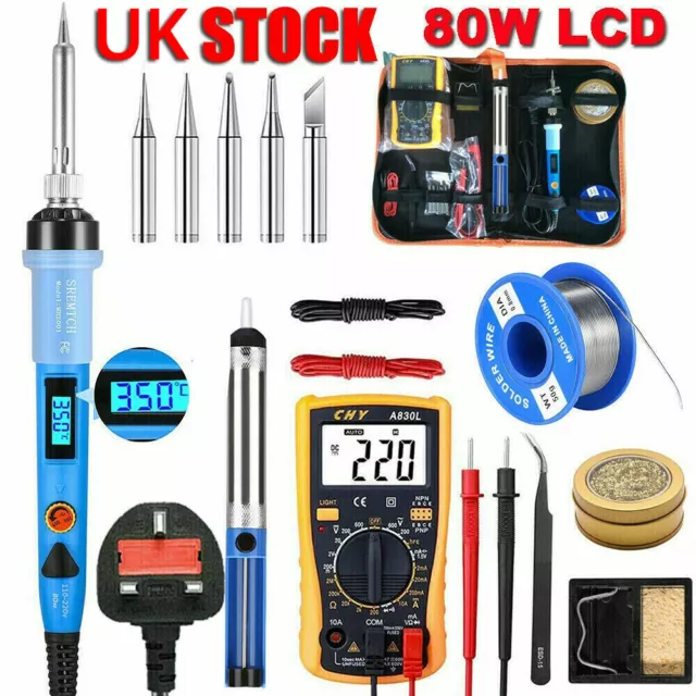 Soldering Iron Kit Electric Temperature 80W Solder Wire Tip DESOLDERING PUMP