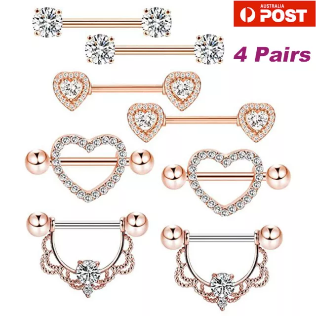 8Pcs/Set Piercing Kit Nipple Rings Surgical Steel Barbell Shield Body Jewelry AU