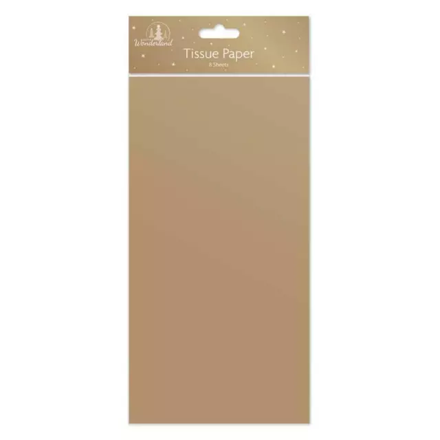 Pack of 8 Christmas Gold Metallic Tissue Paper Sheets