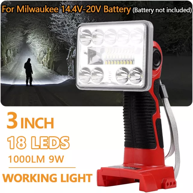 9W 1000LM LED Flashlight Work Light Powered by Milwaukee M18 18V Li-Ion Battery
