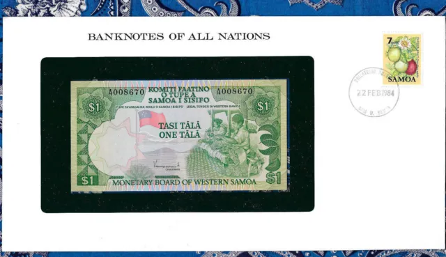 Banknotes of All Nations Western Samoa P-19 1 Tala 1980 UNC Low# A008670