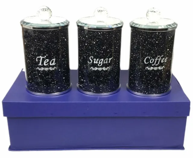 Crystal Black Tea Tin Jar Sugar Can Coffee Container Case Storage for Household