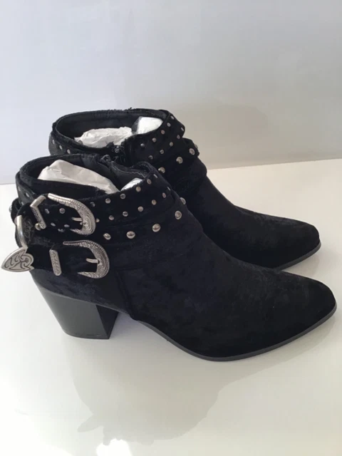 Boots bottines cloutés noire en velours T 40 neuf