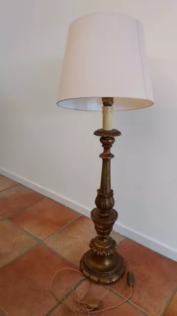 lampada da tavolo antica in legno, abat-jour