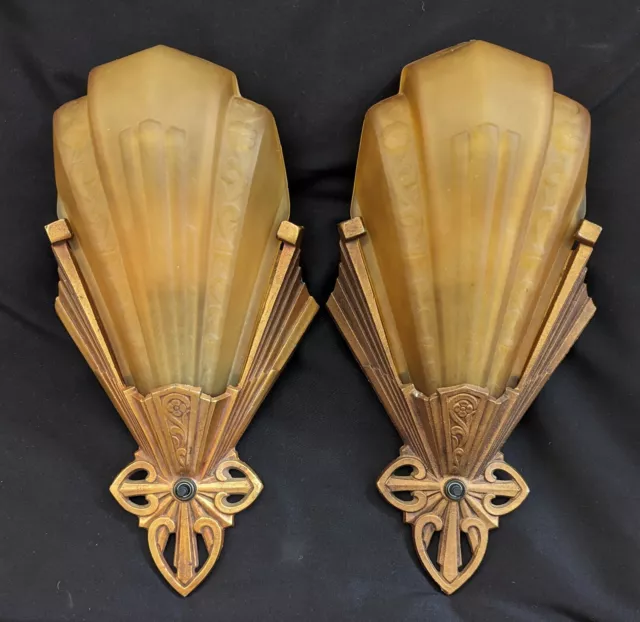 1930s VIRDEN Slip Shade ART DECO sconces~REWIRED