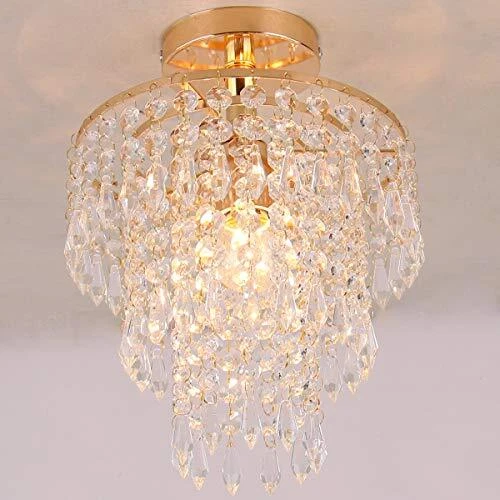 Kleine Kristall Kronleuchter Gold Deckenleuchten Unterputz Deckenlampe Lampenschirm
