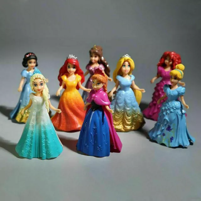 8 piezas/juego de dulces figuras de acción princesa Disney modificado vestido muñeca regalo- 3