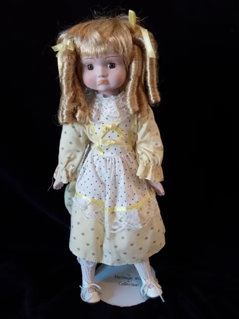 Vintage 16 inch Heritage Mint Blonde Hair Porcelan Doll