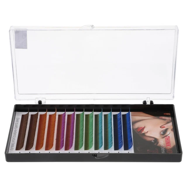 1 caja Extensiones de pestañas de color Extensiones de pestañas falsas Color falso