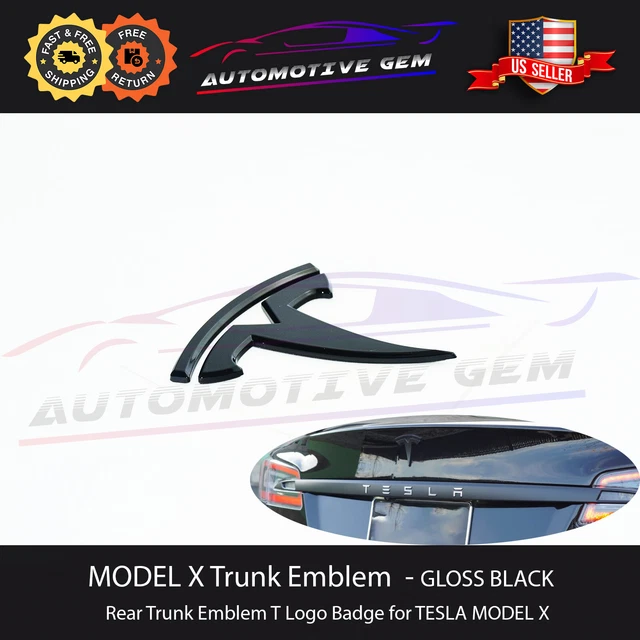 Tesla MODEL X Rear Lid Trunk Emblem T Badge GLOSS BLACK Curved Logo OEM Upgrade