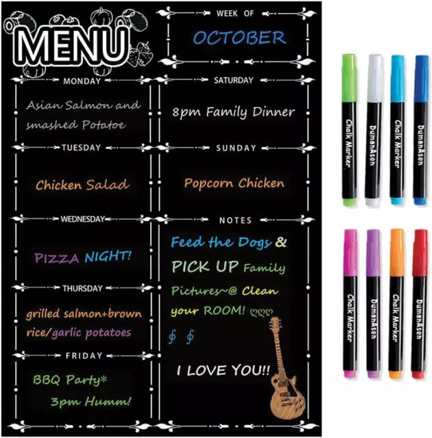 Chalk Board Week Days Meal Menu Planner Events Notes Kitchen Organiser  Plaque