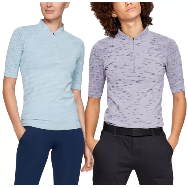 Under Armour Femmes sans Couture Demi Zip Polo Ua Golf Tennis Haut Manches