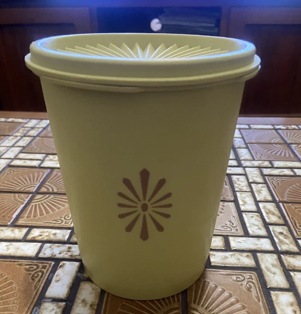 VINTAGE AUSTRALIAN TUPPERWARE Container Harvest Gold Canister With Lid