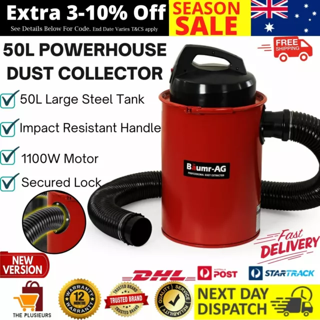 Dust Extractor Collector Woodworking Vacuum System Compact Storage 50L