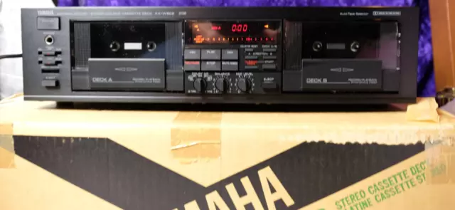 Excellent Yamaha KX-W602 Stereo Dual Double Cassette Deck Tape Player w Remote
