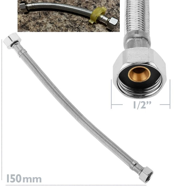 2 X Flexible Tap Hose Connector Kitchen Basin Mixer pipe tails 1/2" X 150mm