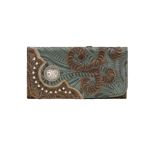 American West Womens Annie's Secret Collection Ladies' Tri-Fold Wallet -Charcoal