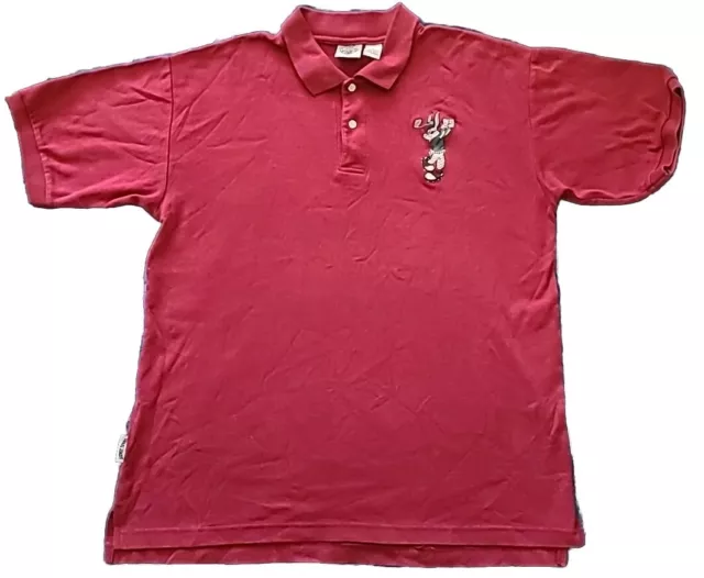 VINTAGE Acme Clothing 1994 Looney Tunes Golfing Bugs Bunny Maroon Polo; Size L